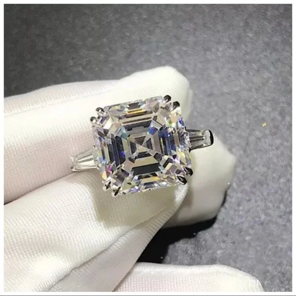 Asscher Cut 6 Carat Simulated Diamond Ring 925 Silver The Doeanne - Picture 8 of 12